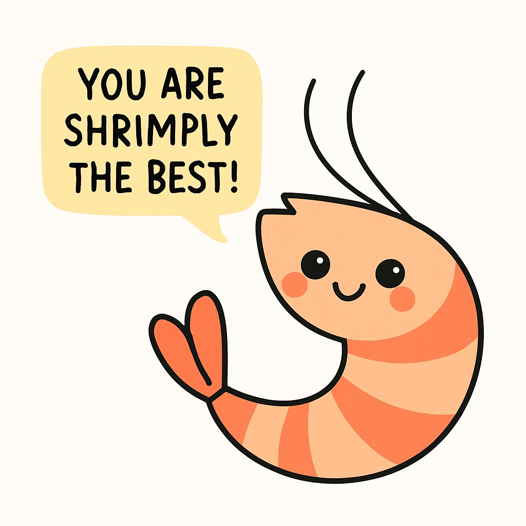 Cute Cartoon Shrimp Character with Positive Message Sticker