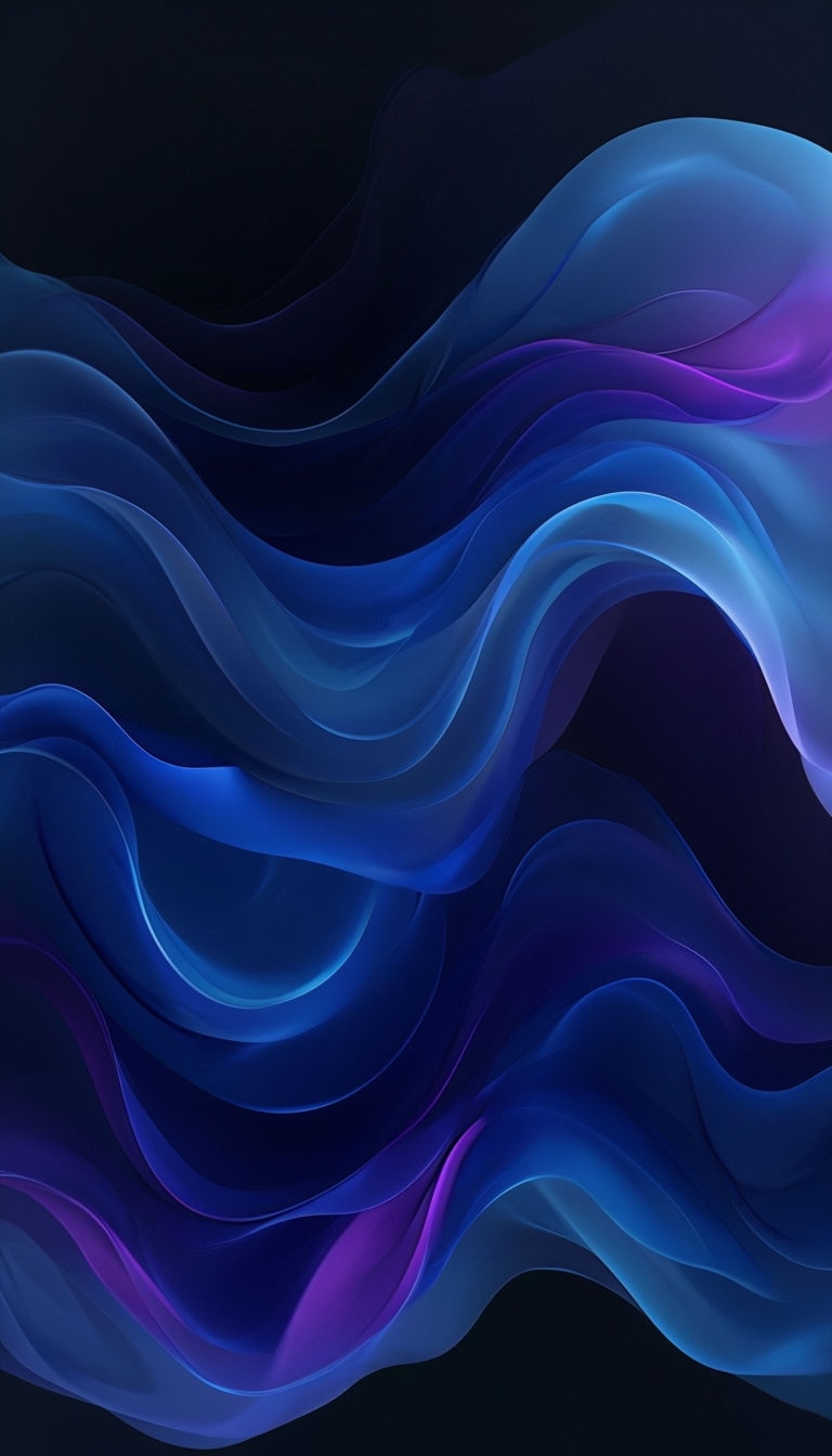 Ethereal Liquid Wave Abstract Art in Blues and Purples Mobile Wallpaper