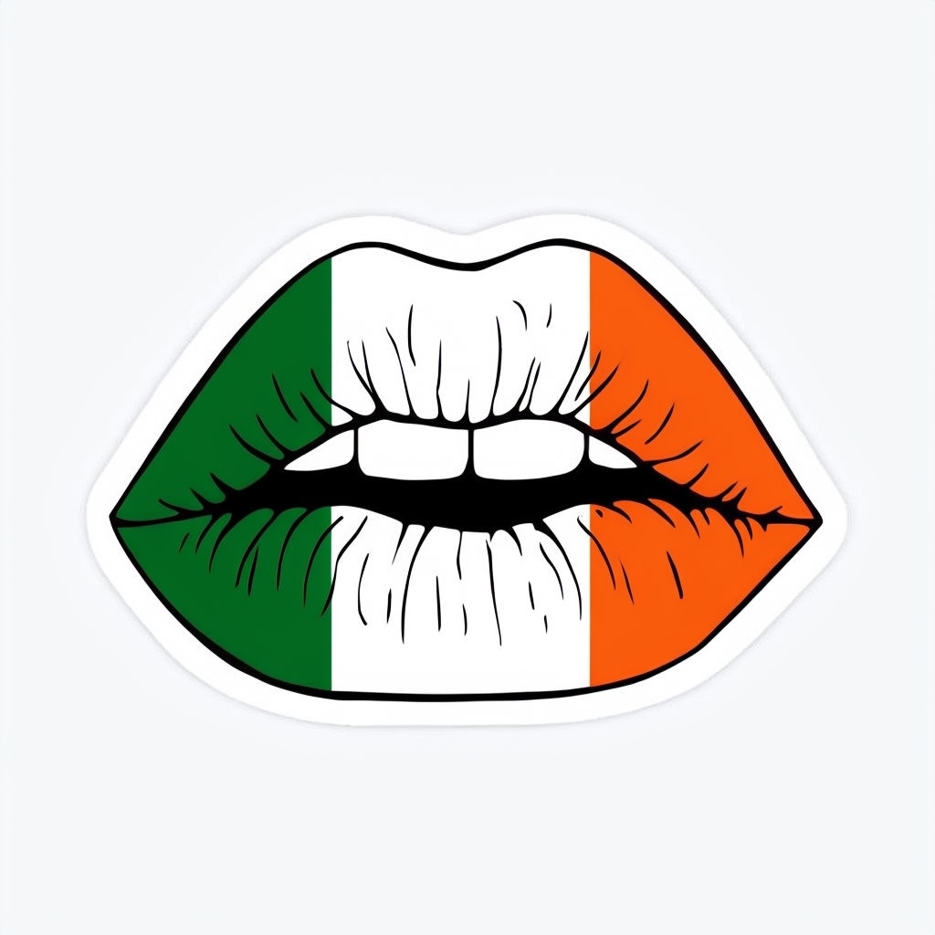 Irish Flag Inspired Lips Art Sticker Design