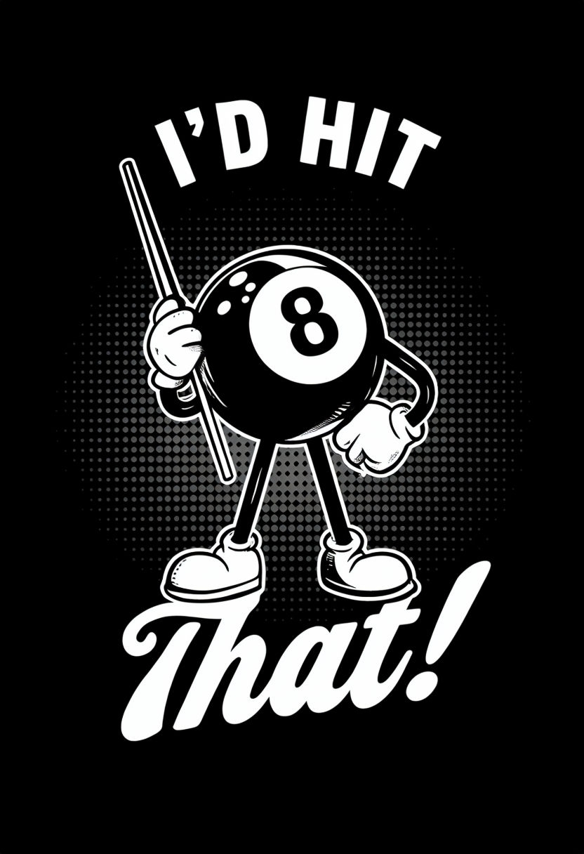 Playful Anthropomorphic 8-Ball Character T-Shirt Design