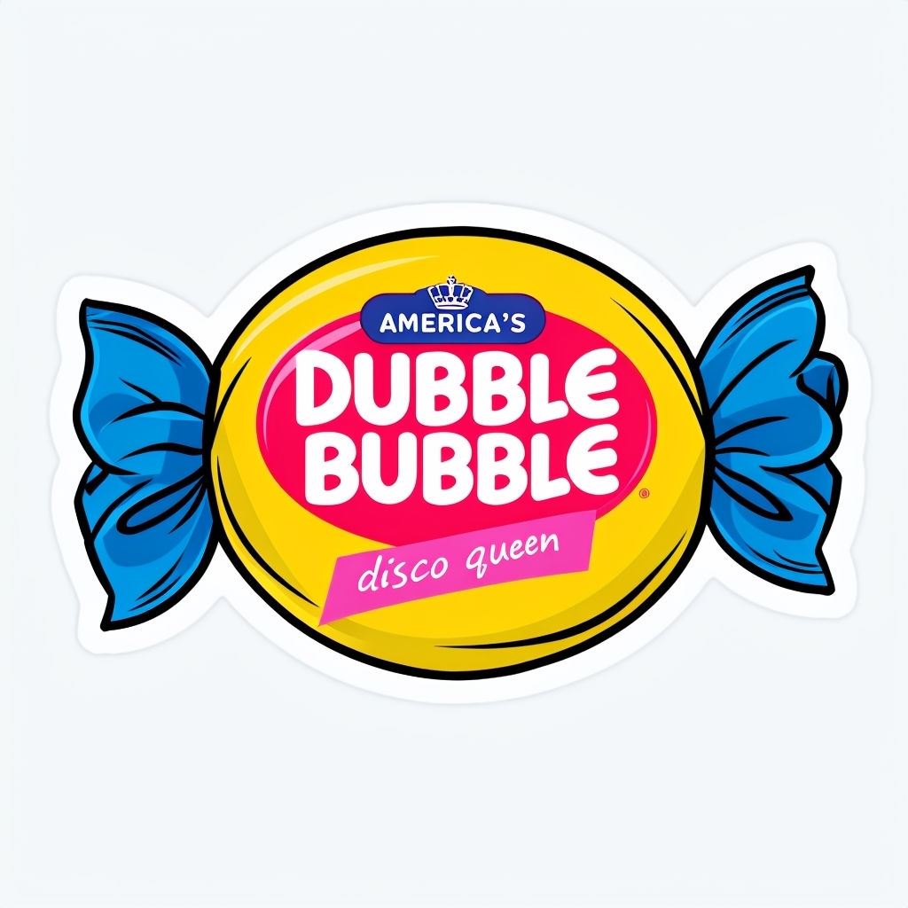 Vibrant Dubble Bubble Candy Wrapper Illustration Sticker