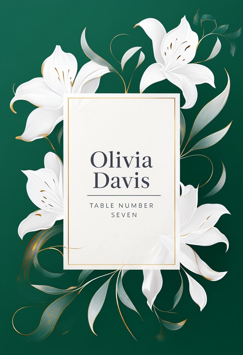 Elegant Botanical Table Number Sign Design for Events