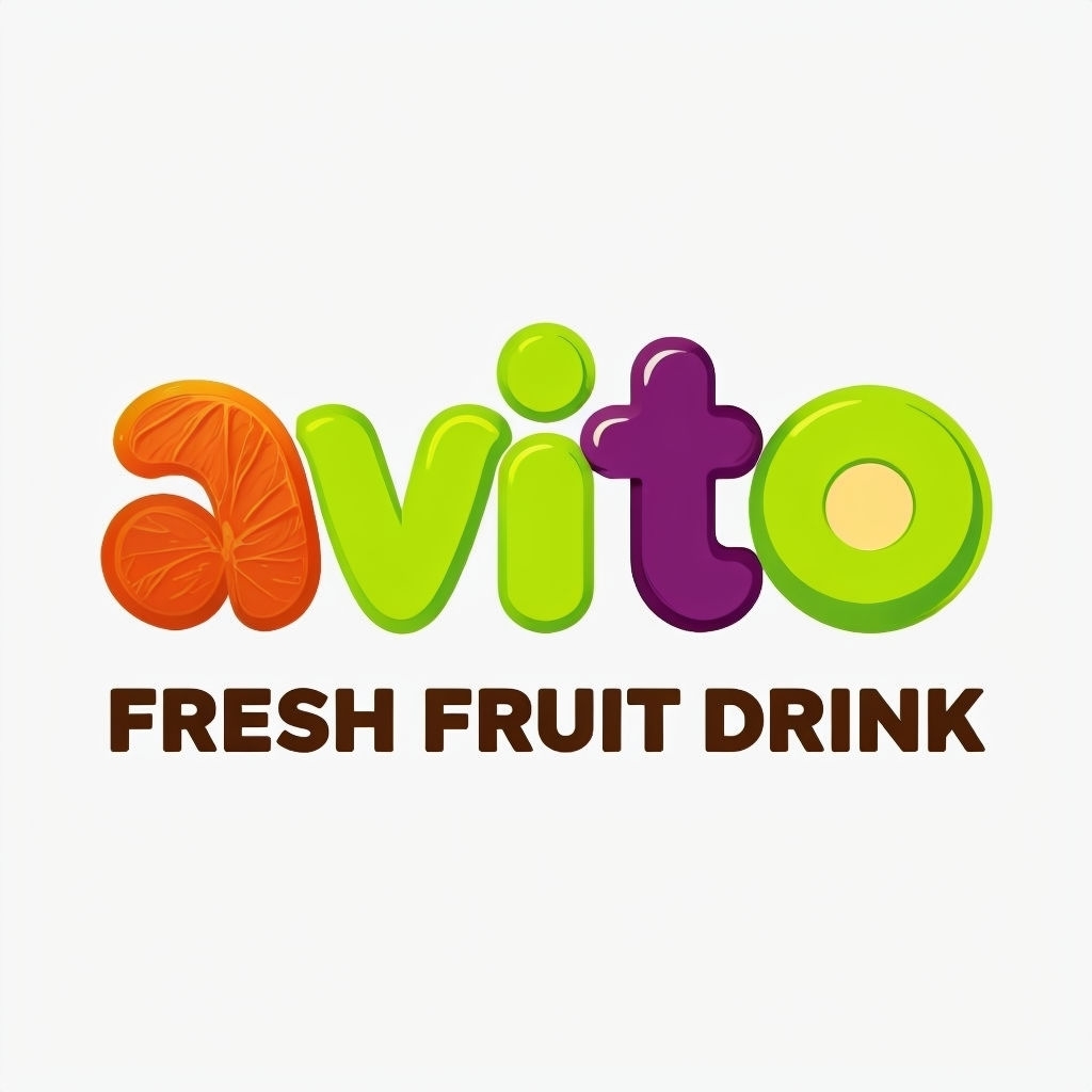 Vibrant Playful Avito Logo Design for Fresh Fruit Drink Brand Logo