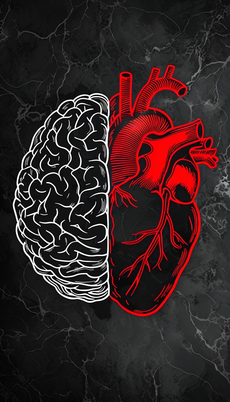 Anatomically Detailed Brain and Heart Digital Art Phone Case Cover