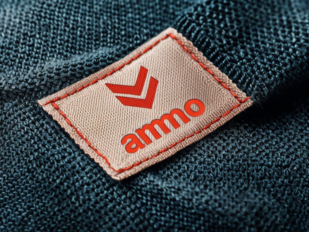 Close-Up Fabric Label Design Highlighting Ammo Brand Photography