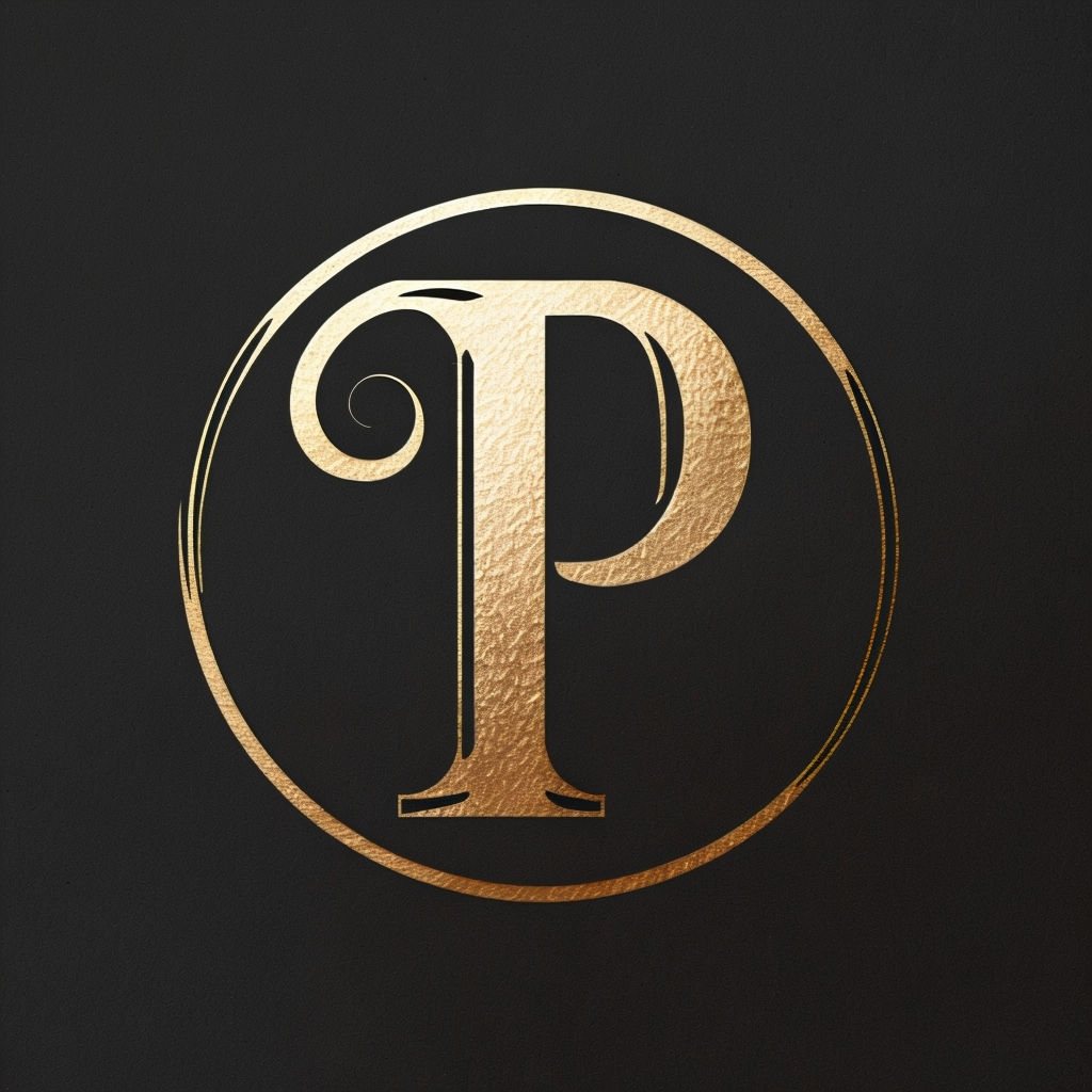 Elegant Gold Letter P Logo Design for Professional Branding Logo