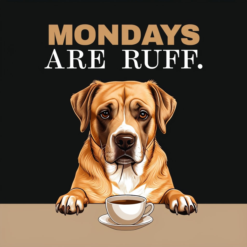 Mondays Are Ruff Dog Illustration T-Shirt