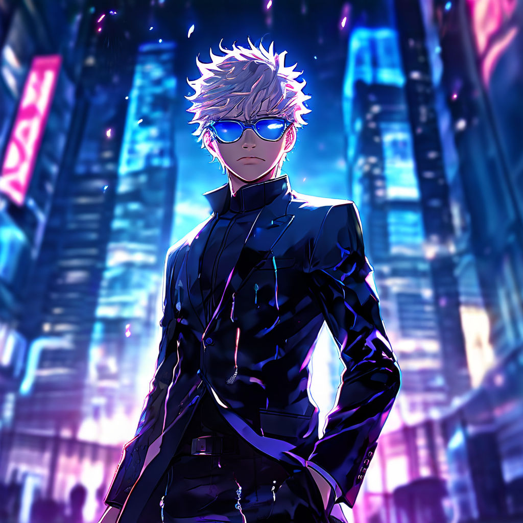 Satoru Gojo from 'Jujutsu Kaisen' in a futuristic cityscape by abdul ...