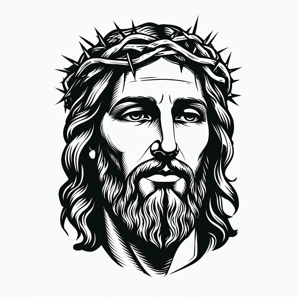 Monochromatic Jesus Christ Face Illustration Sticker