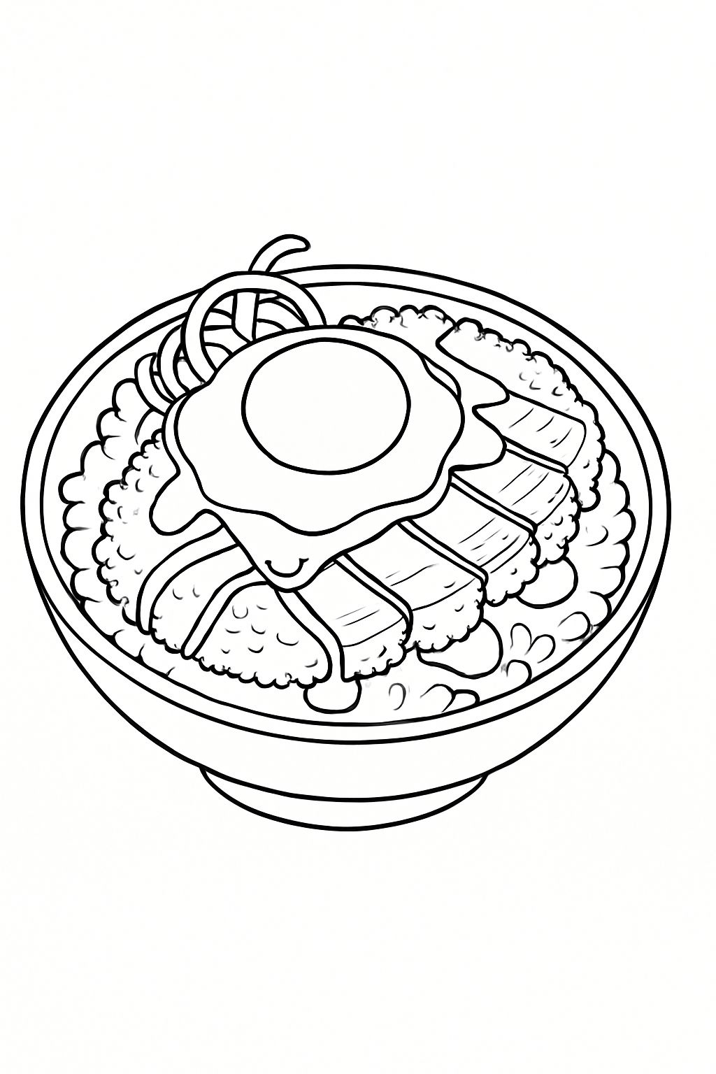 Delicious Black and White Food Bowl Line Drawing Coloring Page