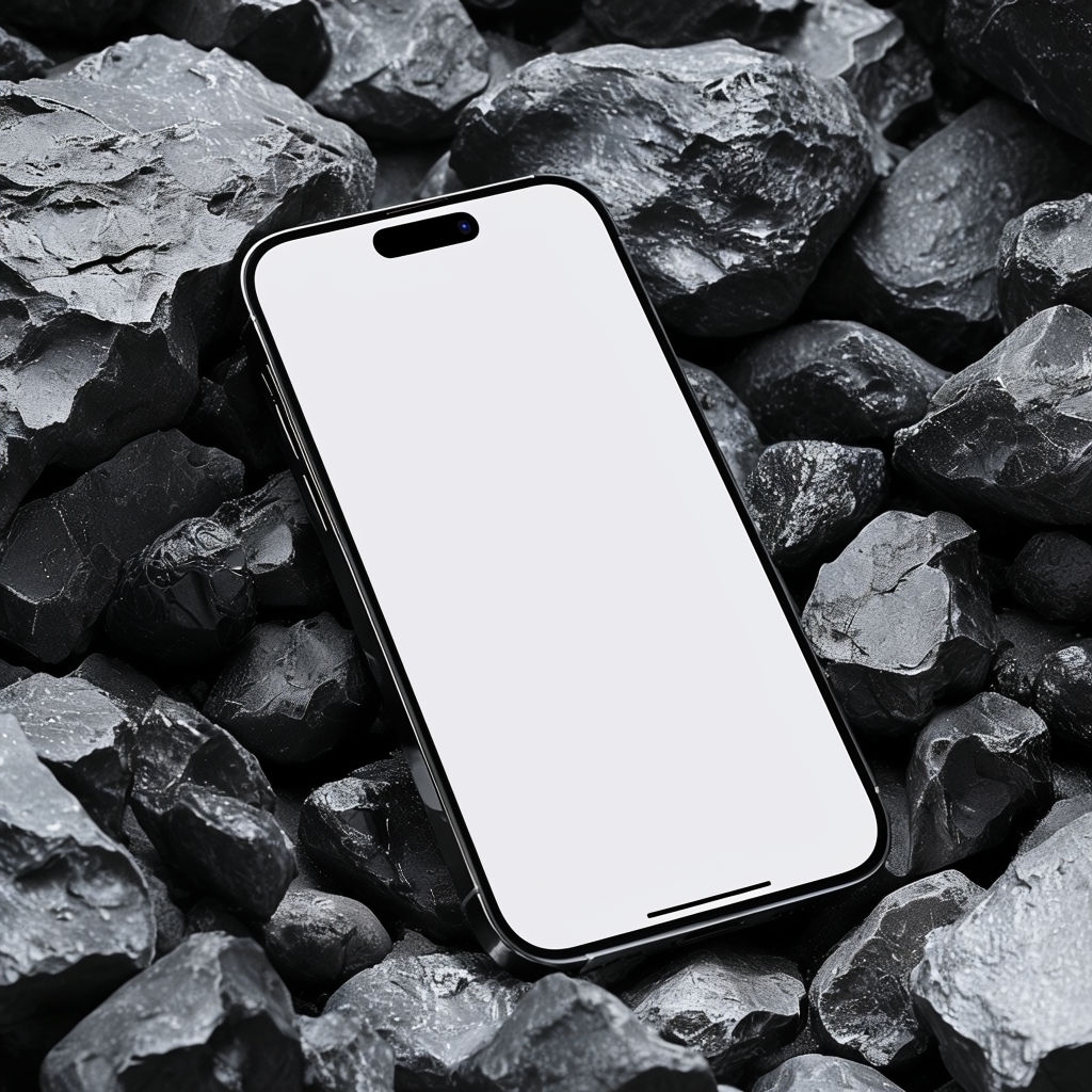 Sleek iPhone 16 Pro Mockup on Dark Rocky Surface