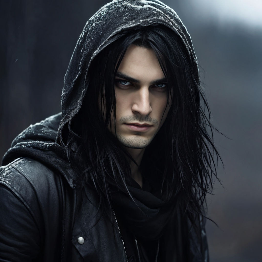 man with long black hair