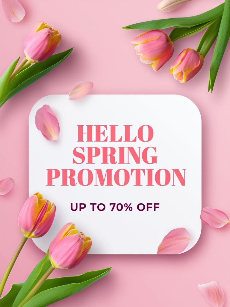 Bright Spring Promotion Flyer with Tulips and Discounts Social Media Post