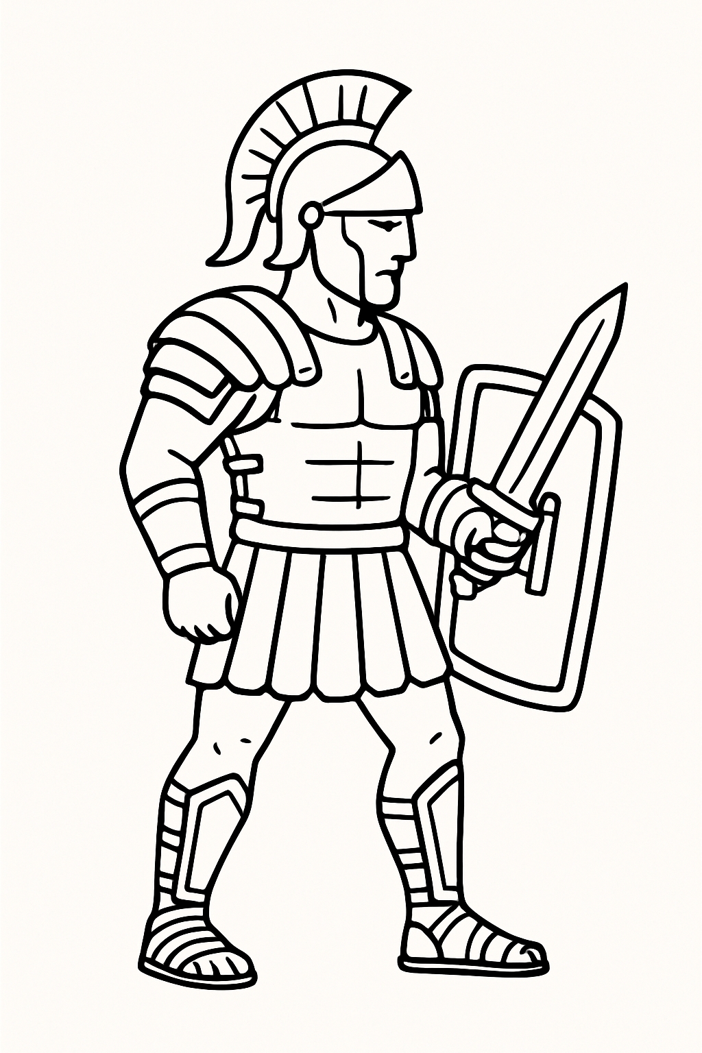 Roman Soldier Line Art for Coloring Book Pages