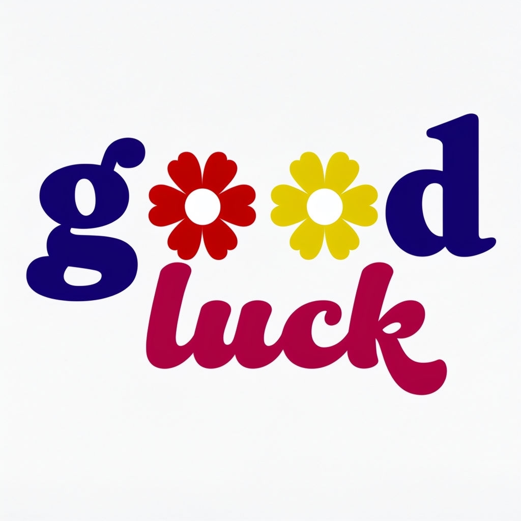 Cheerful 'Good Luck' Floral Design Graphic for Mug