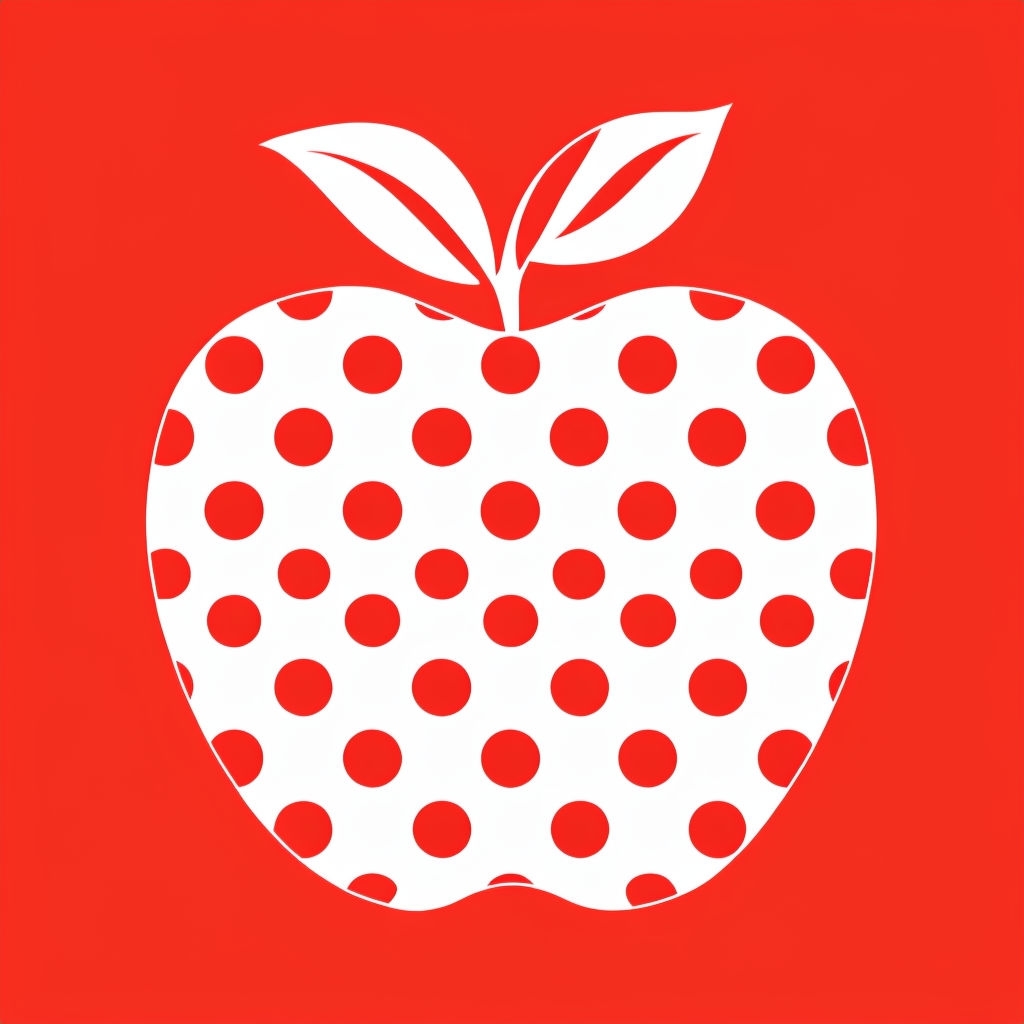 Minimalist Red Polka Dot Apple Graphic Art T-Shirt