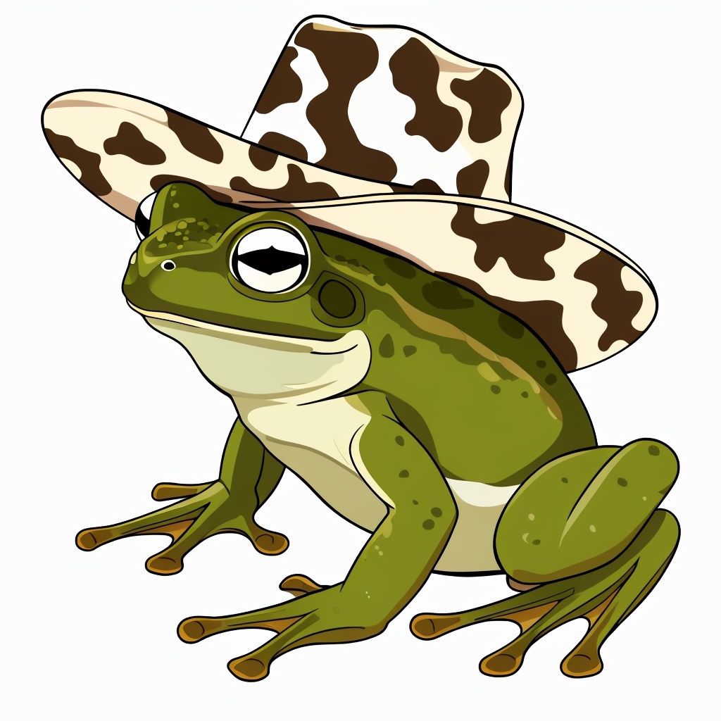 Cheerful Cartoon Frog with Cowboy Hat Illustration Sticker