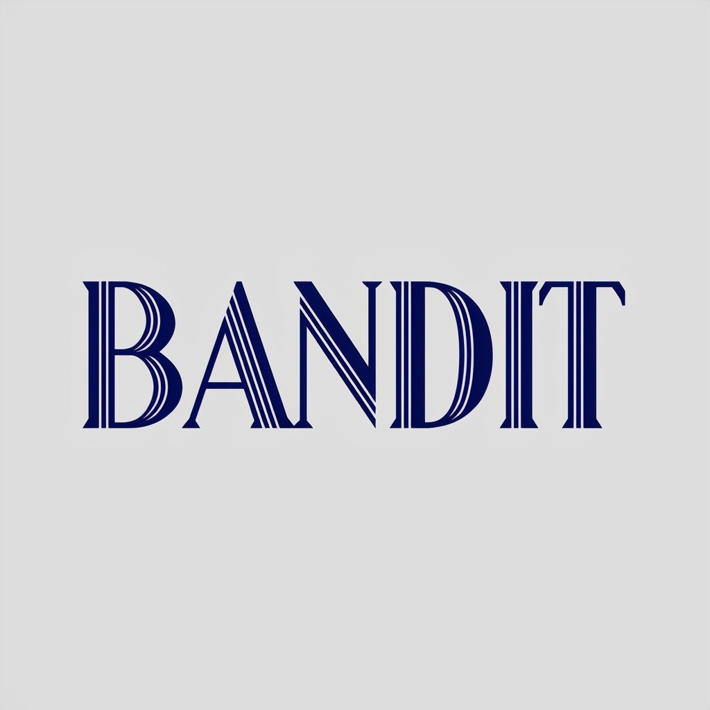 Elegant Minimalist Bandit Logo Design in Navy Blue Color