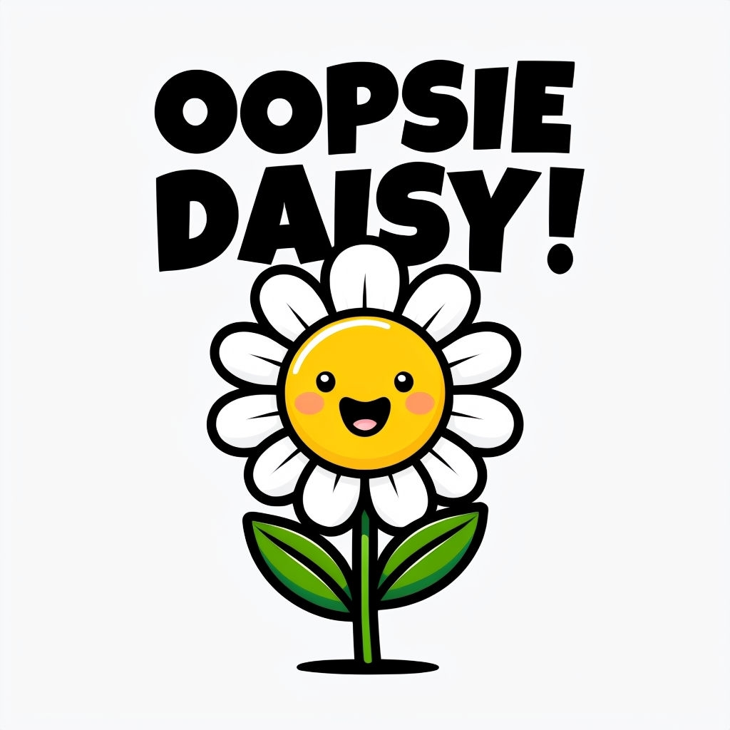Cheerful Oopsie Daisy Cartoon Illustration Sticker