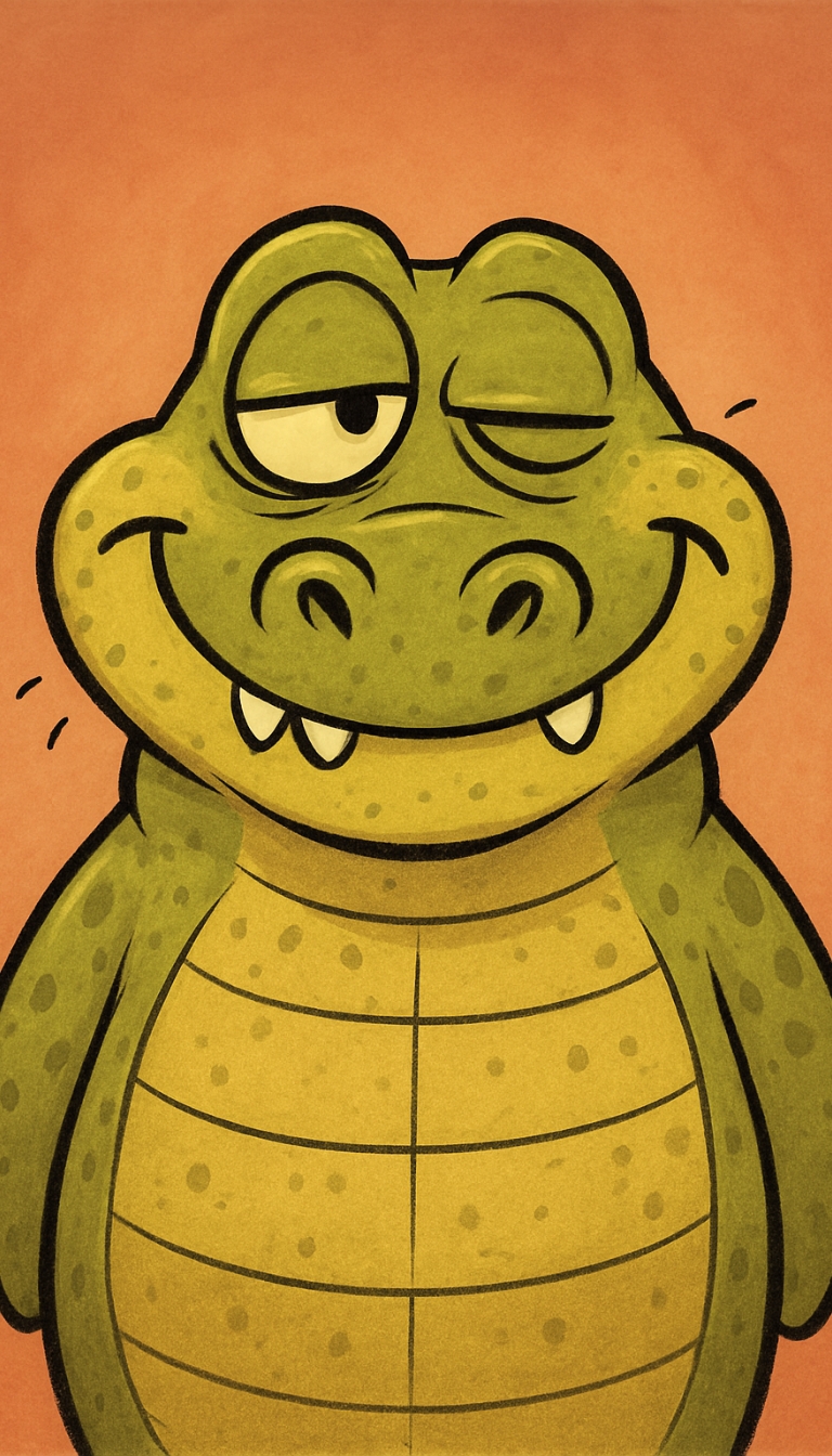 Cheerful Cartoon Alligator Character Illustration Art