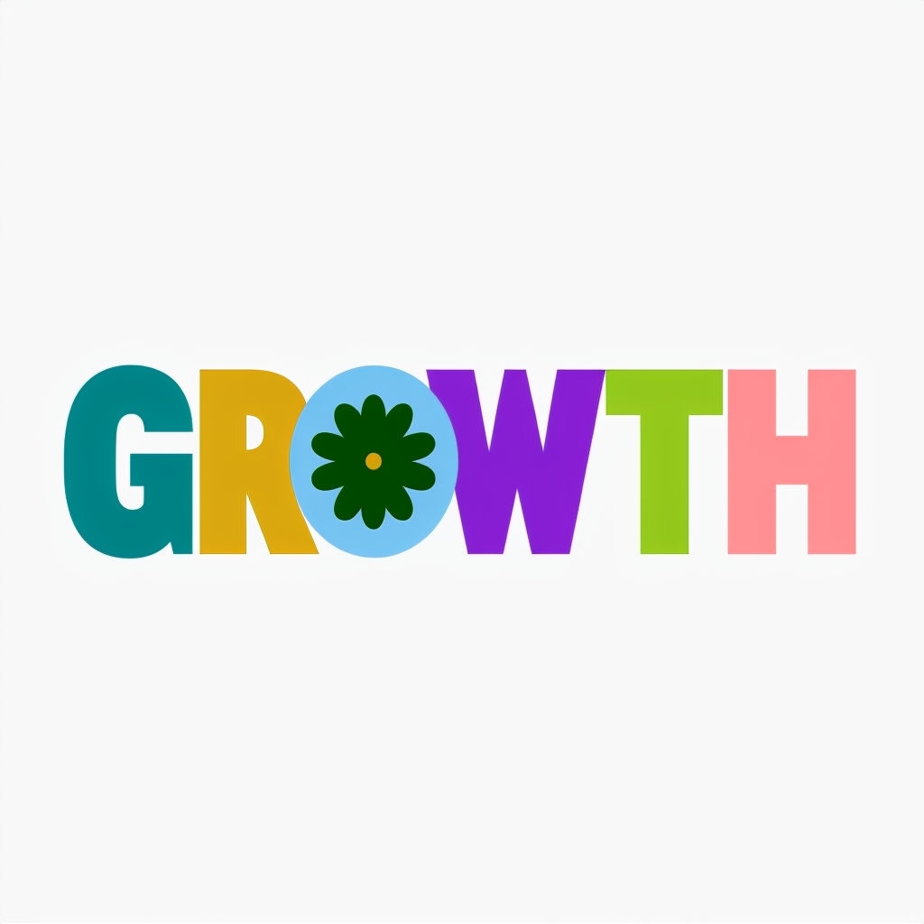 Vibrant Growth Typography Design with Colorful Letters Logo