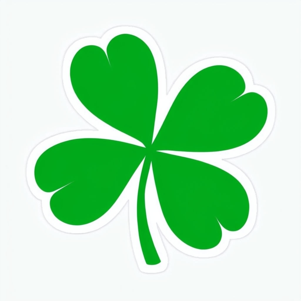 Minimalist Emerald Green Four-Leaf Clover Sticker