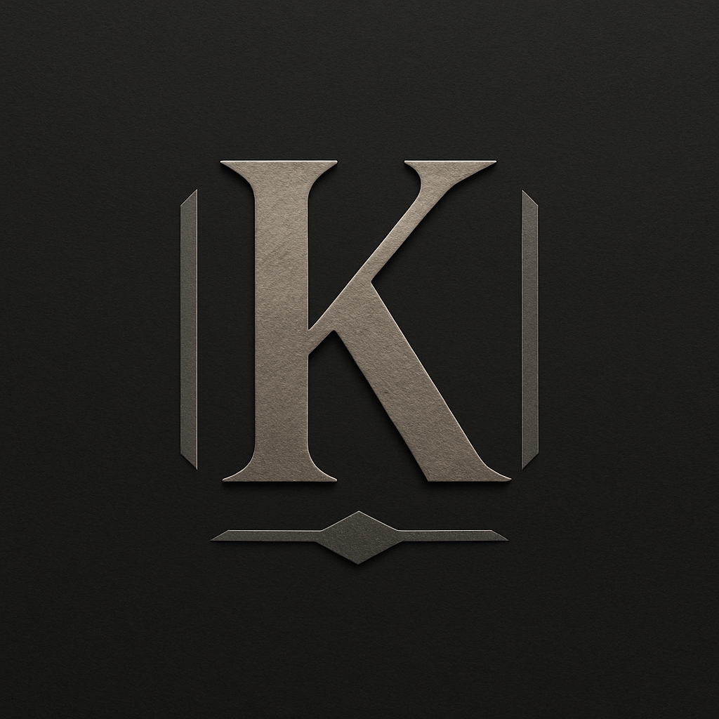 Elegant Metallic Gray K Logo Design for Professional Branding Monogram