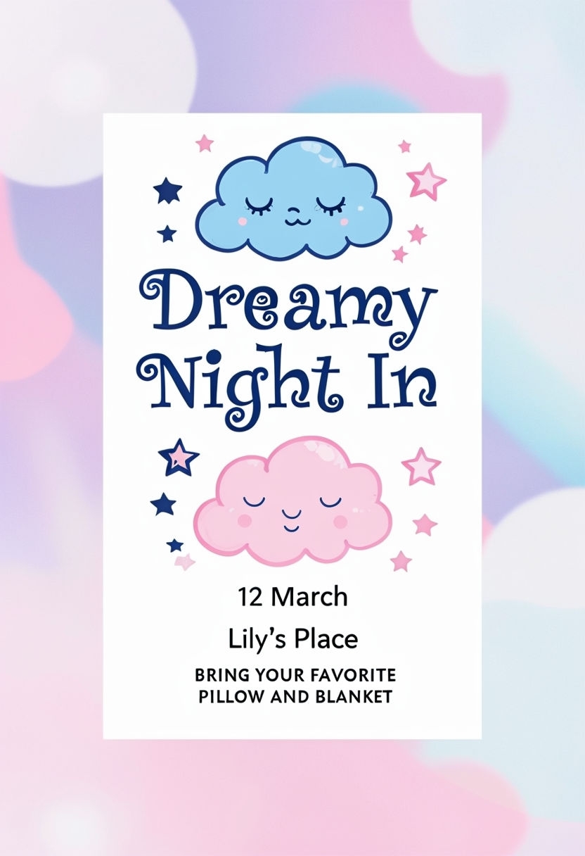 Dreamy Night In Sleepover Invitation Poster