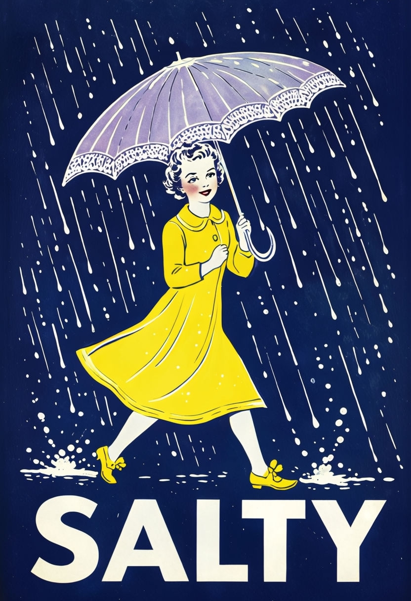 Vintage Woman with Lavender Umbrella Walking in Rain Poster - Playground