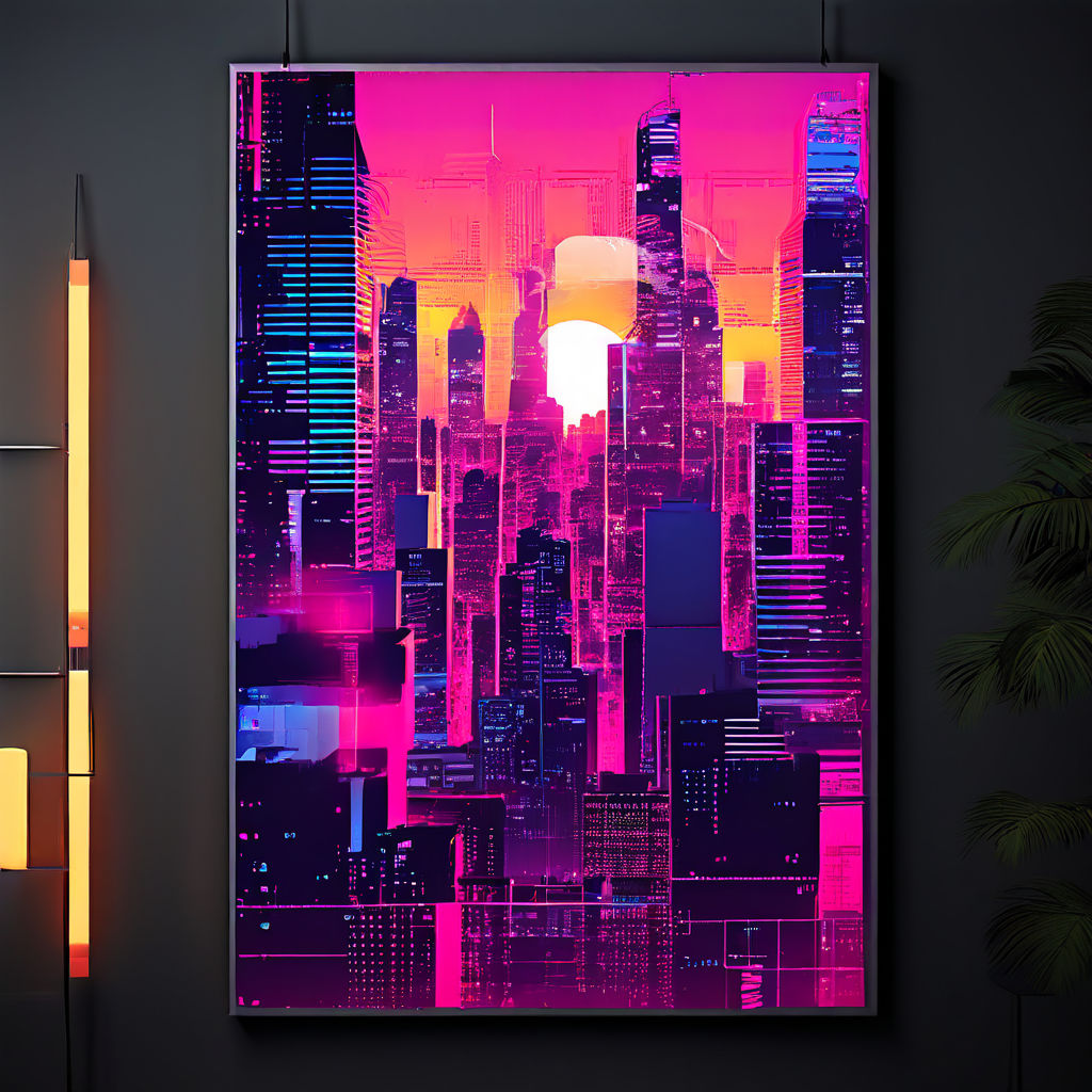 Poster showcasing an urban skyline at dusk by 蔡雨霓 - Playground