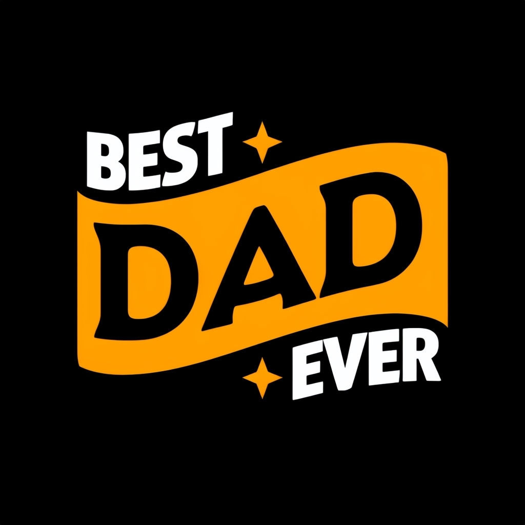 Best Dad Ever Bold T-Shirt Design with Amber Accents