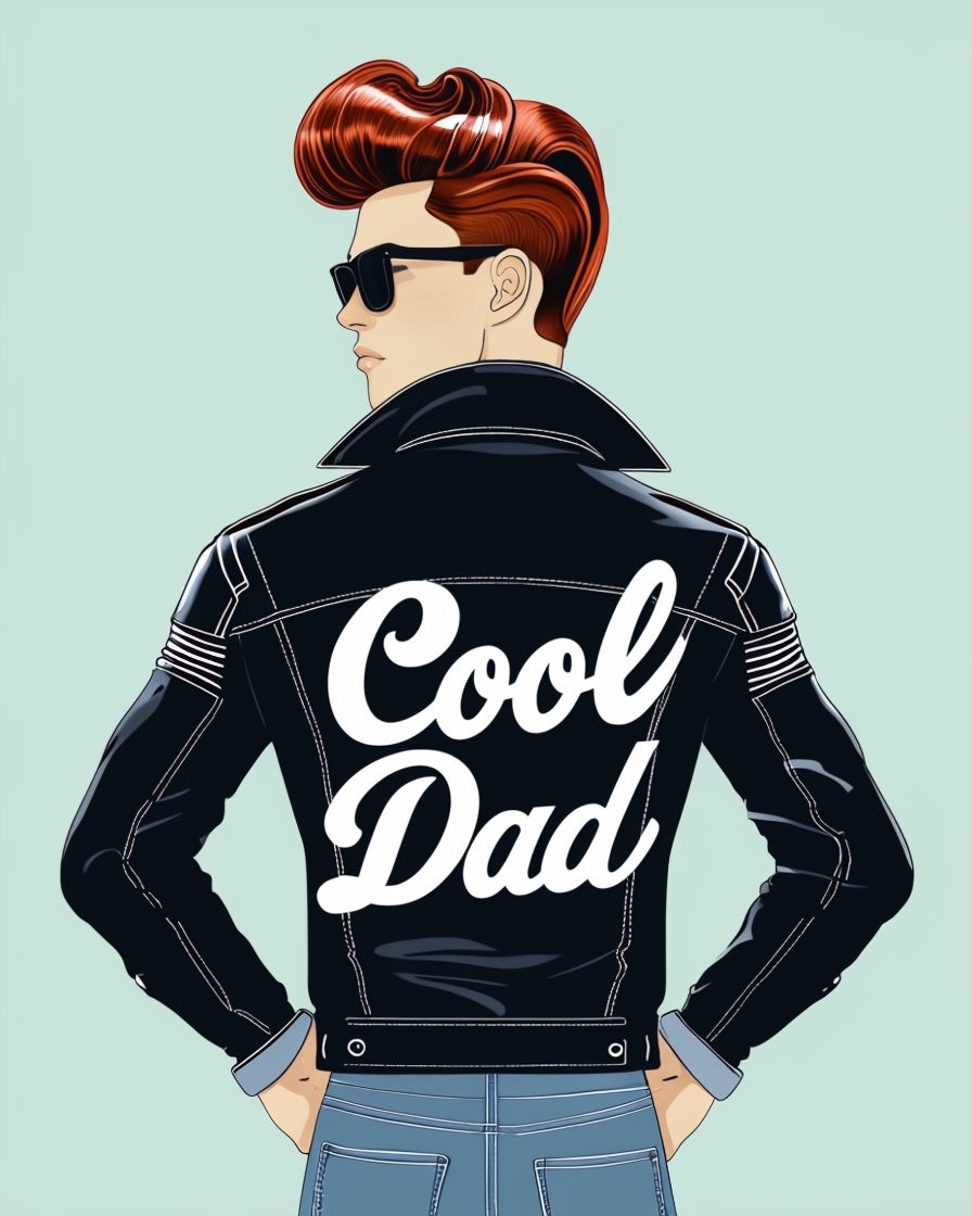Retro Cool Dad Character Illustration for Card Design Cards & Invites