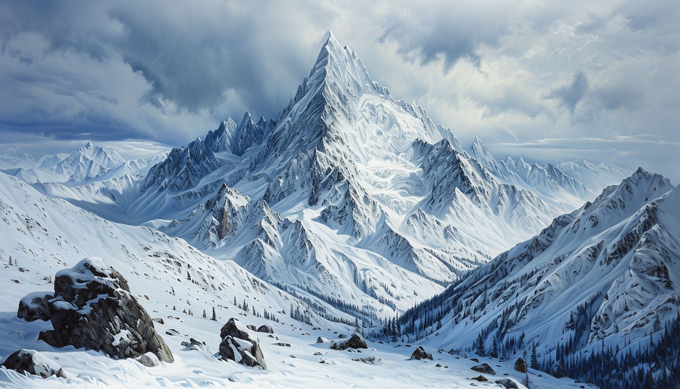 Majestic Snow-Covered Mountain Landscape Virtual Background