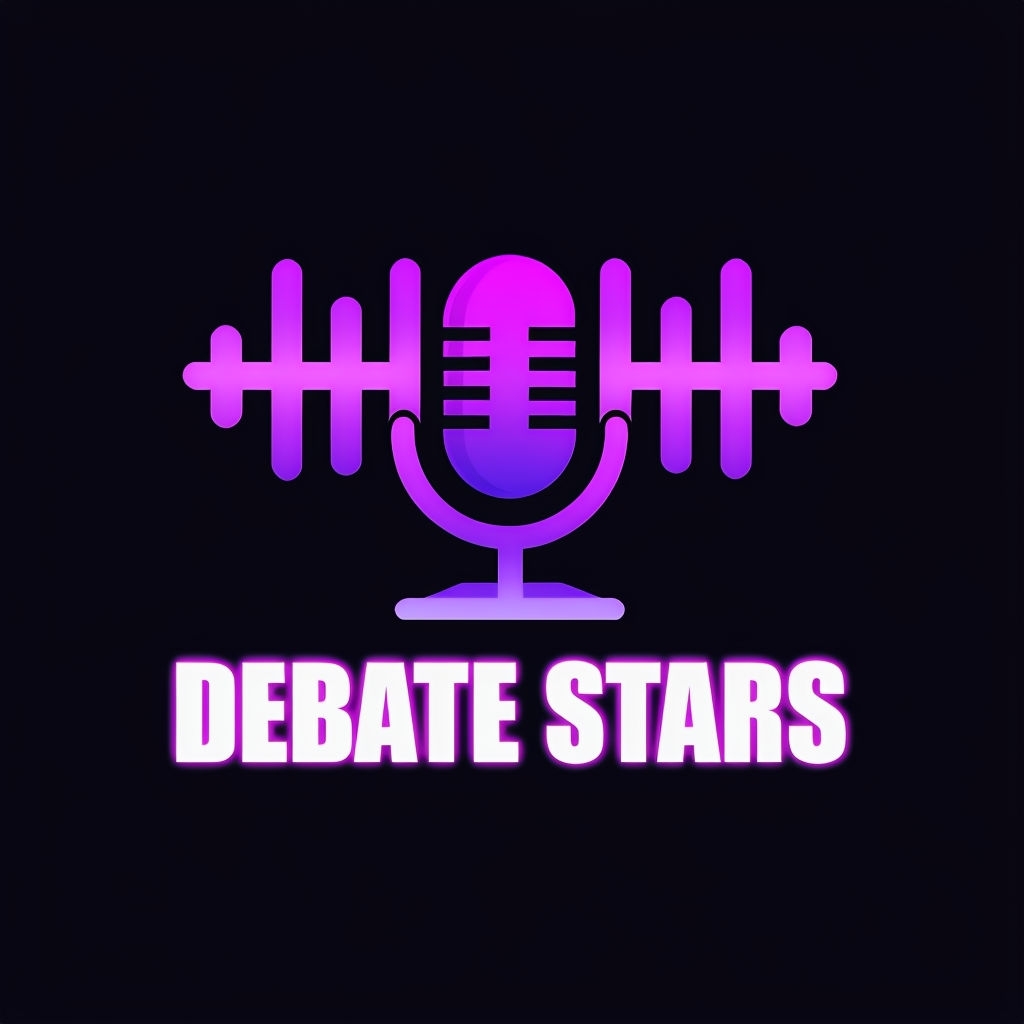 Vibrant Debate Stars Microphone Logo Design