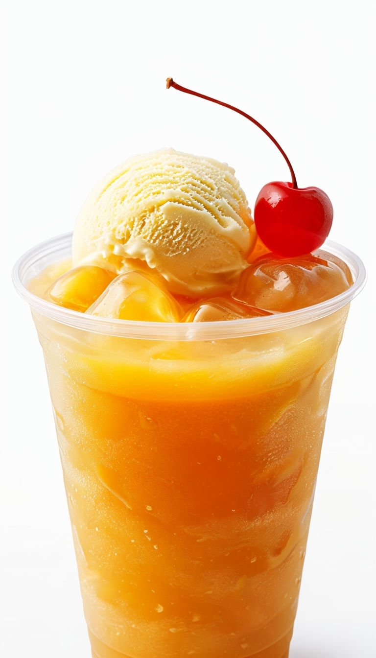 Vibrant Orange Tropical Drink with Vanilla Ice Cream Mobile Wallpaper