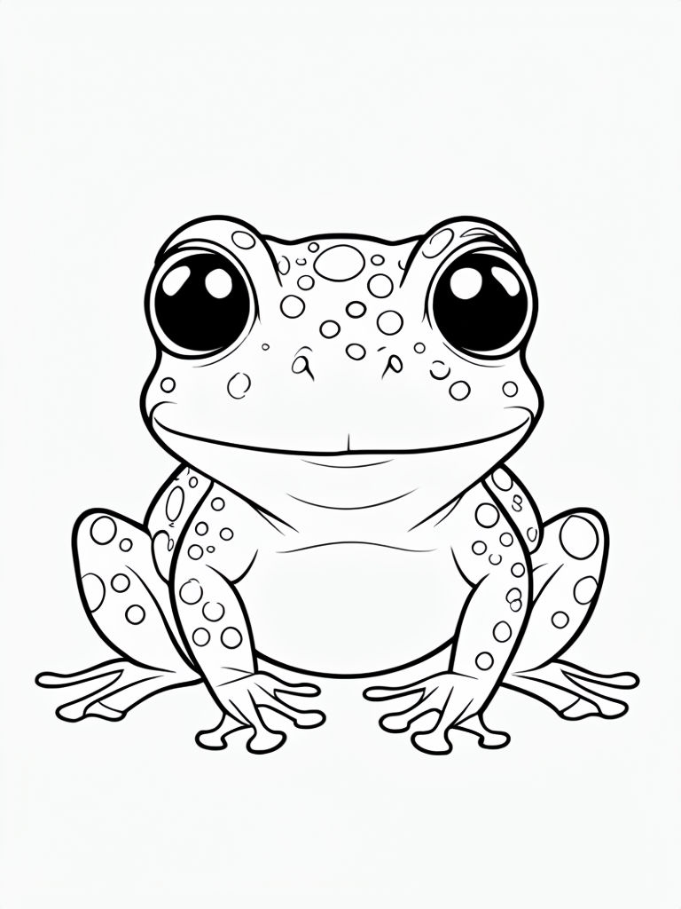 Playful Cartoon Frog Line Drawing for Coloring Book Pages