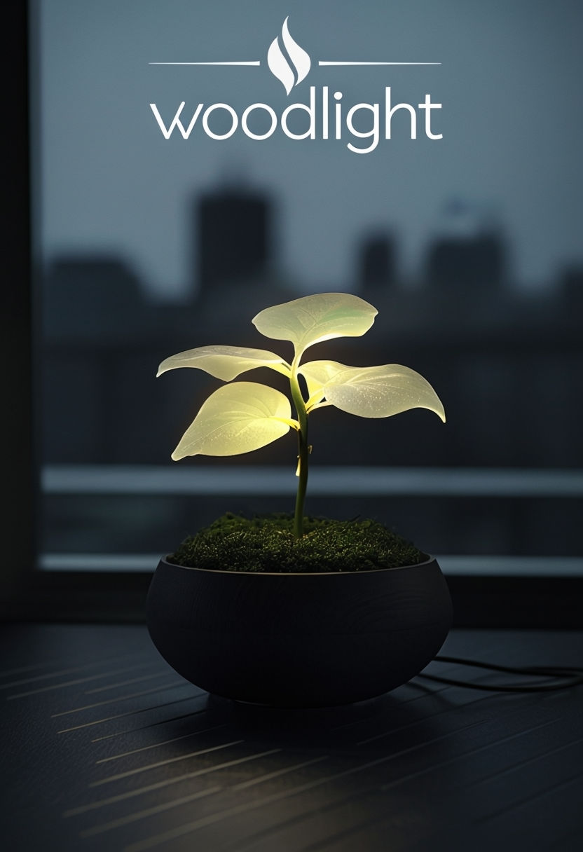 Ethereal Illuminated Plant in Minimalist Advertisement Poster