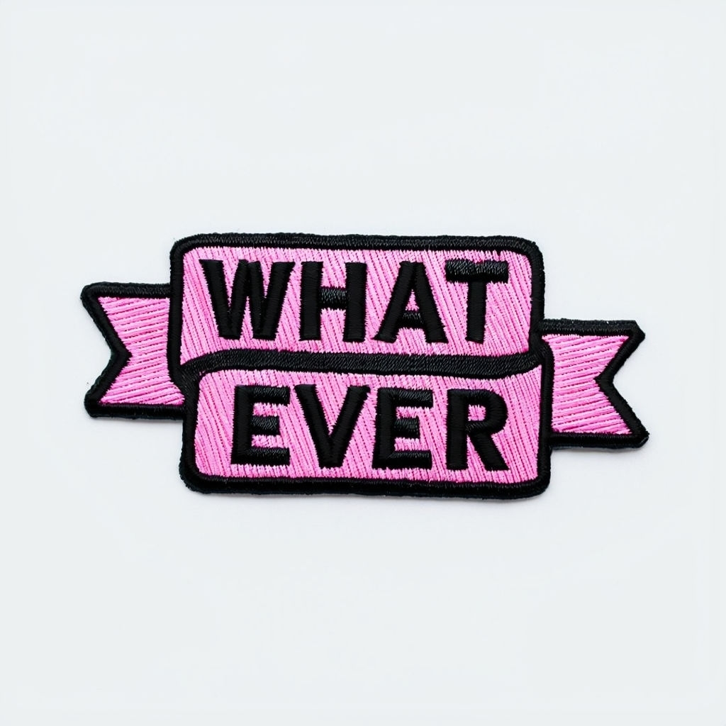 Vibrant Colorful Embroidered Patch Design Featuring Text Sticker