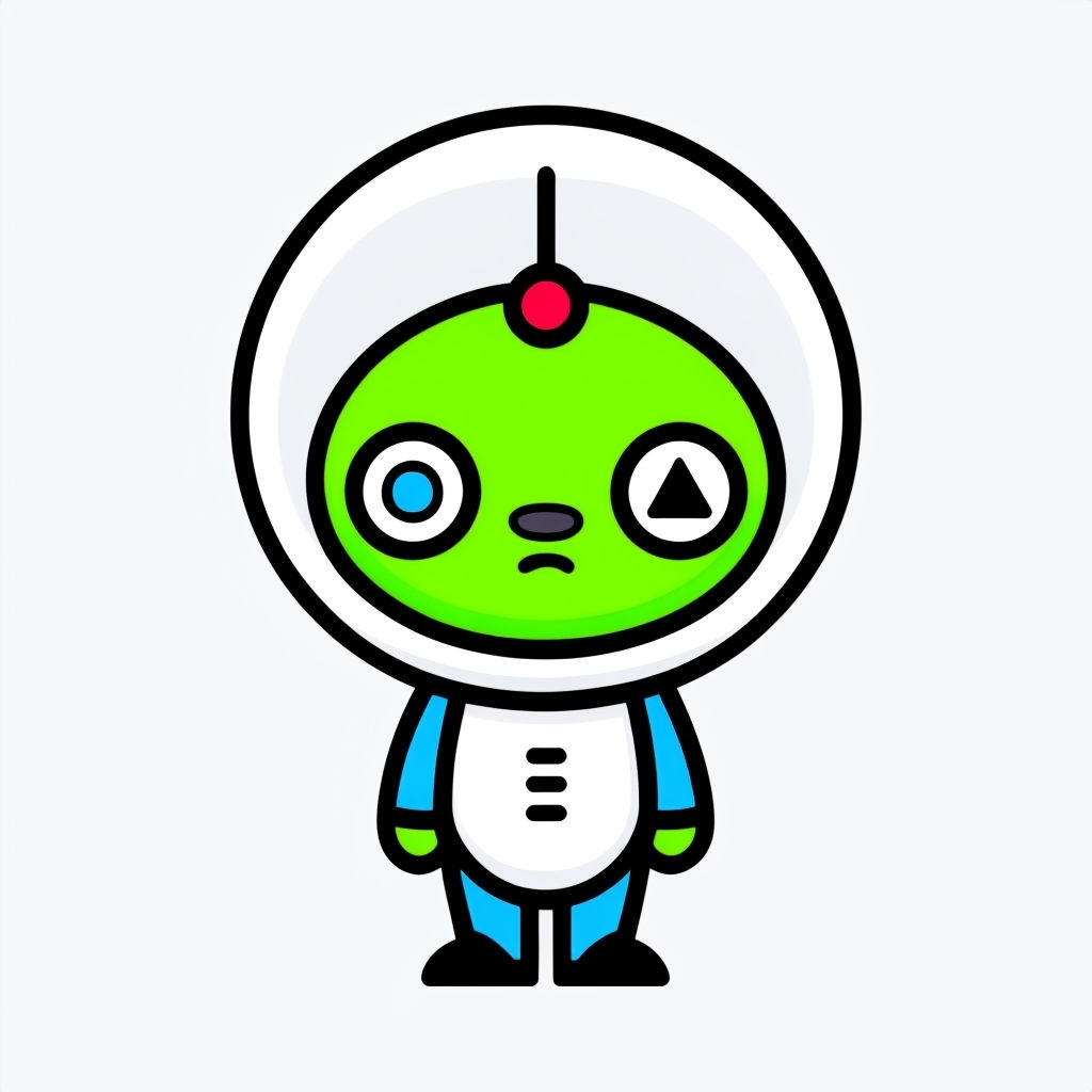 Cute Cartoon Alien Character with Space Suit Sticker