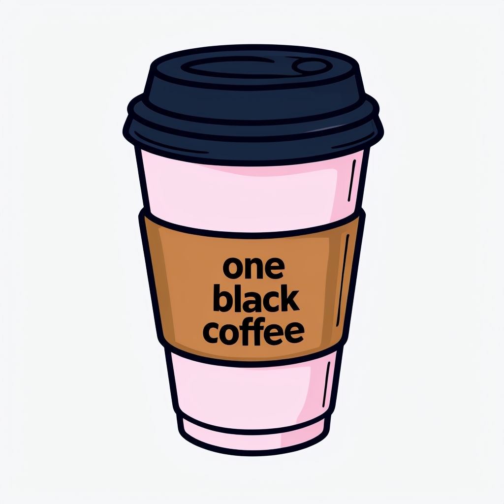 Cute Pink Coffee Cup Cartoon Illustration Sticker