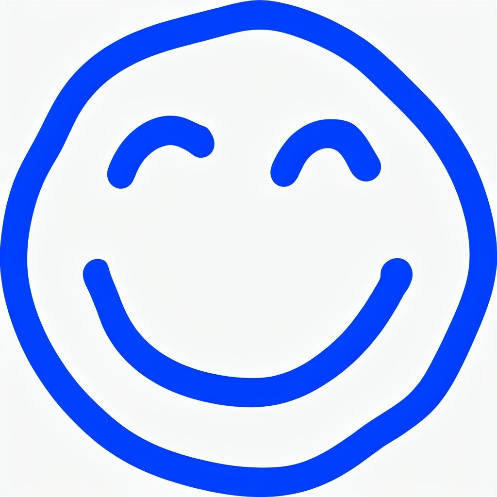 Playful Royal Blue Cartoon Smiley Face Graphic T-Shirt