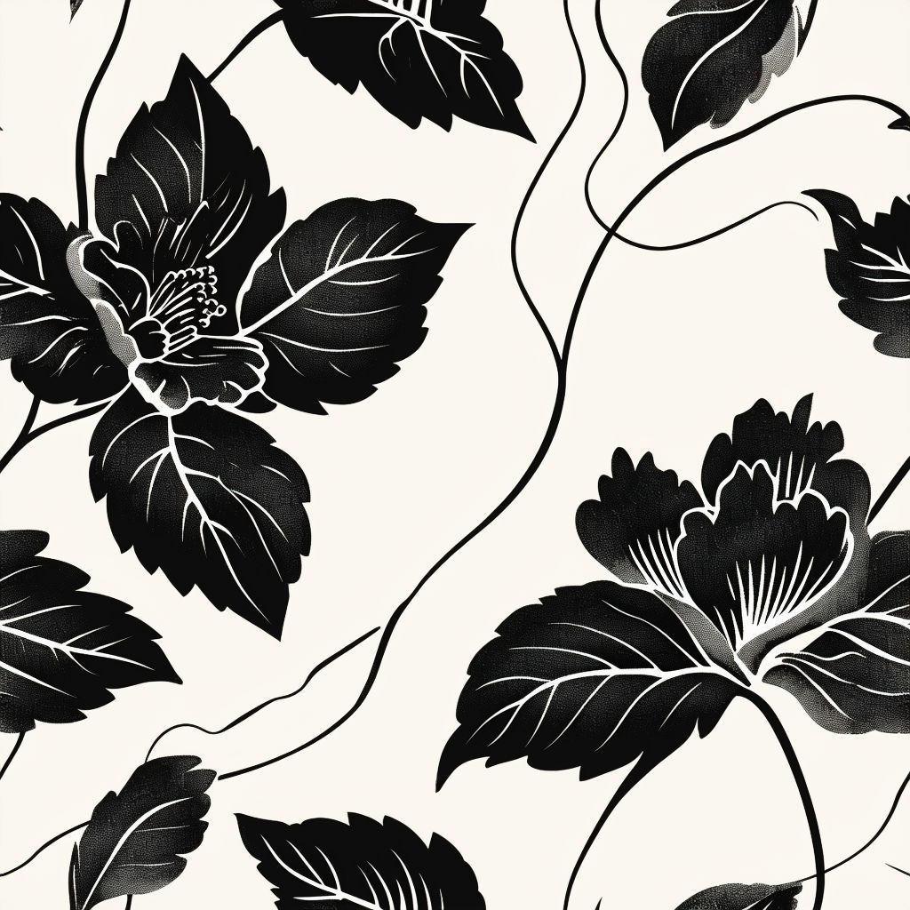 Vintage Black and White Floral Seamless Pattern Design