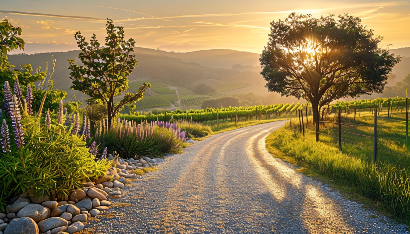 Tranquil Rural Scene at Golden Hour Virtual Background