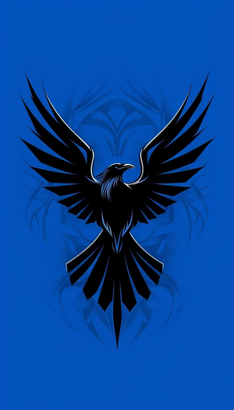 Minimalist Black Raven Silhouette on Electric Blue Phone Case Cover