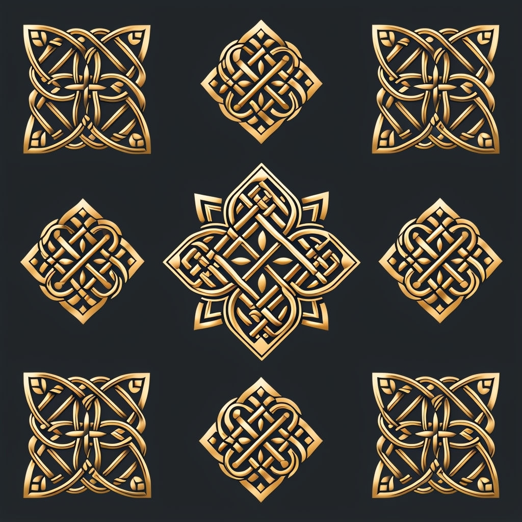 Intricate Gold Celtic Knotwork Seamless Pattern Design