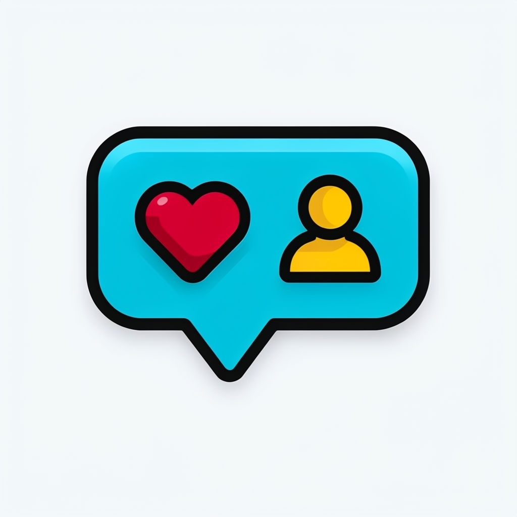 Vibrant Cyan Speech Bubble with Heart and Person Icon Mug