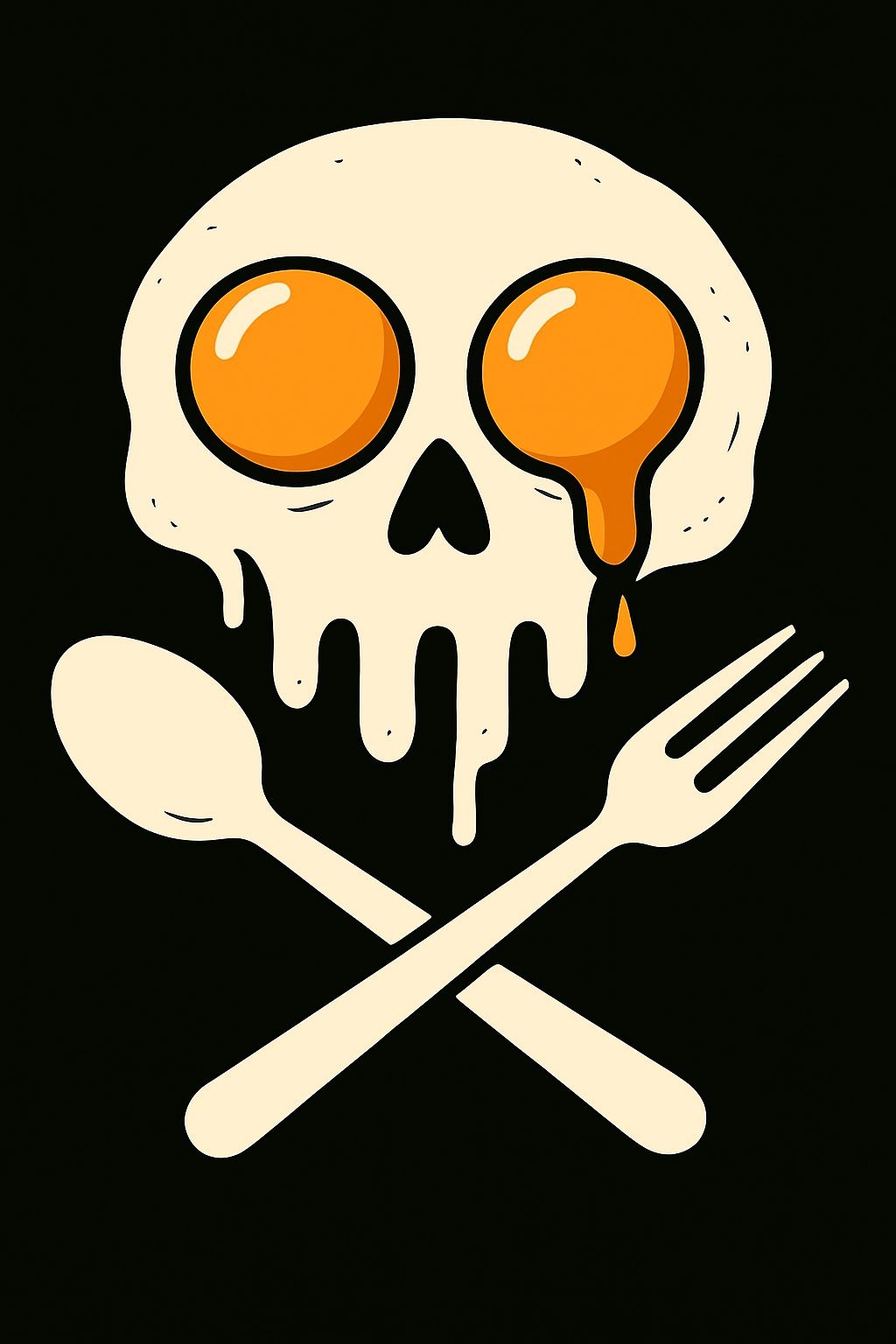 Whimsical Skull Egg Design with Crossed Utensils T-Shirt