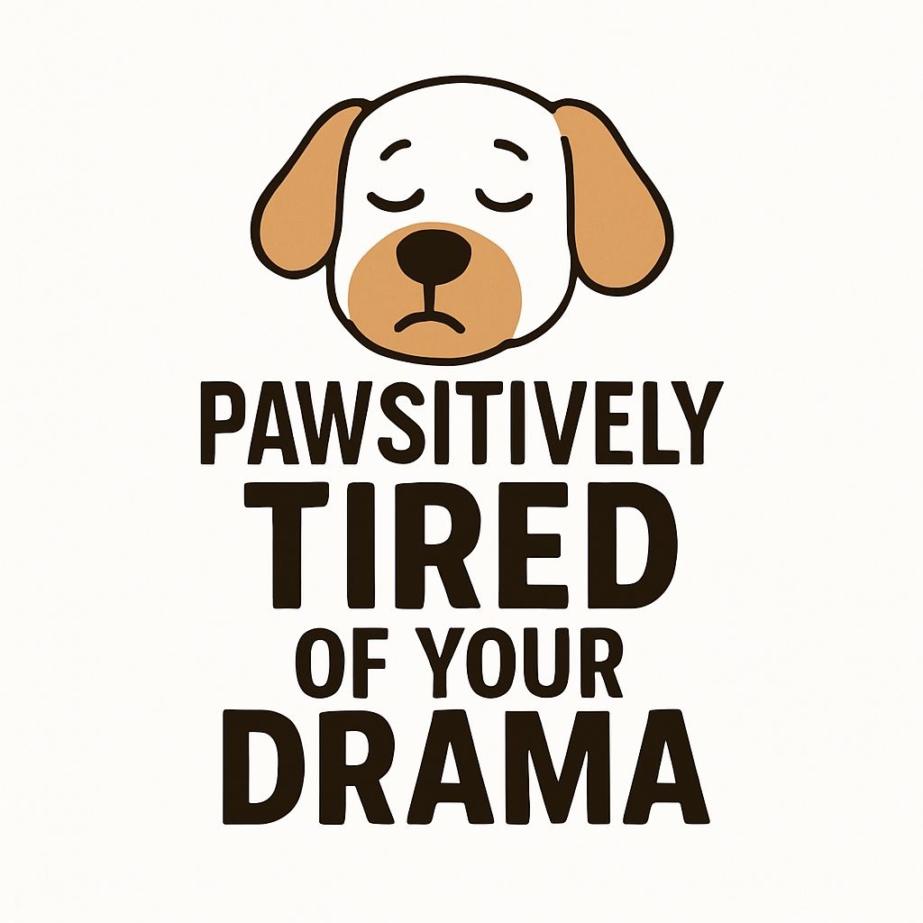 Pawsitively Tired Dog Face Humorous Cartoon Sticker