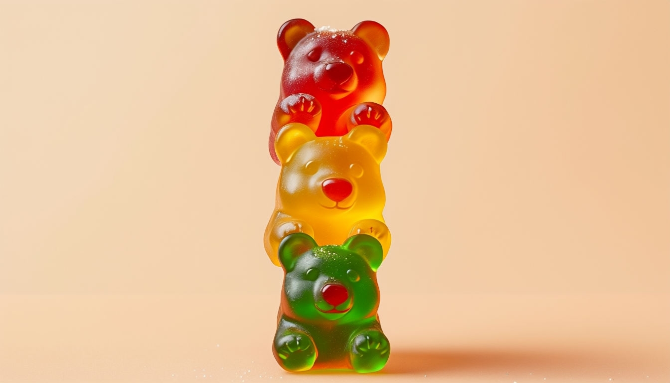 Vibrant Gummy Bear Candy Stacked Illustration for Virtual Backgrounds