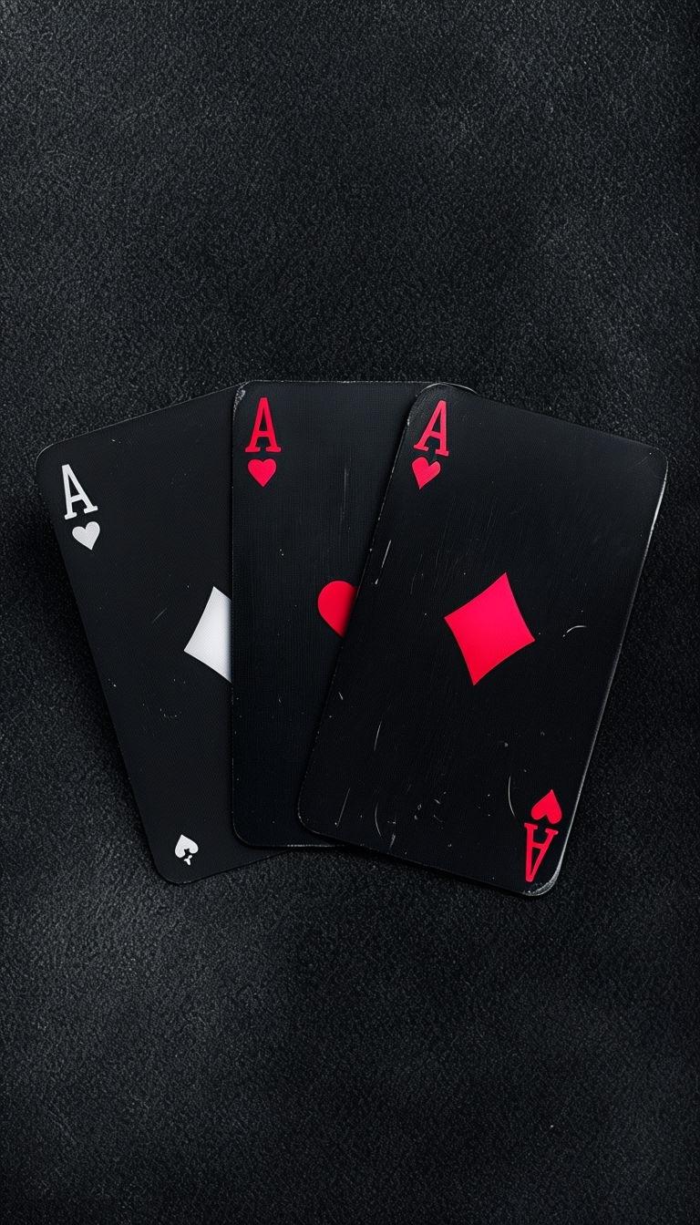 Elegant Black Playing Cards with Ace Symbols Mobile Wallpaper